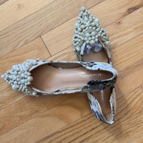New! Women Pearl Rhinestone Pointed Toe Flat Shoes - Picture 7 of 12